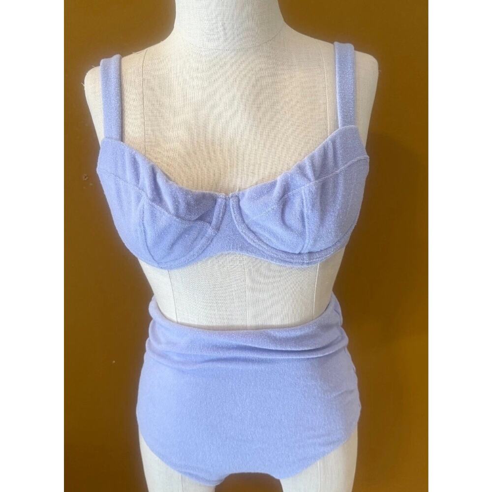 Victoria's Secret 2 Piece Bikini Set Womens Size 36C Blue Polyester Wide Strap